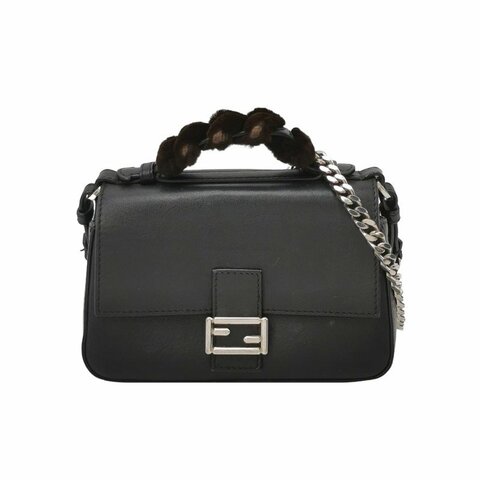 Fendi Double Micro Baguette牛皮純色雙F扣斜挎包