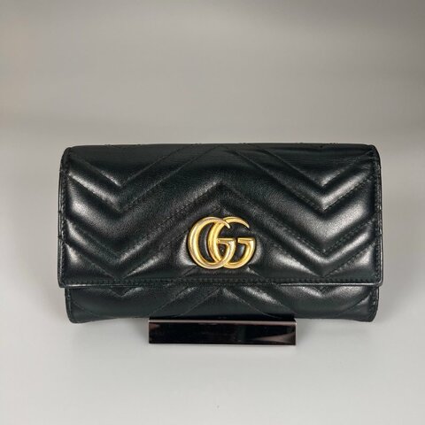 GUCCI 443436 黑MARMONT掀蓋長夾