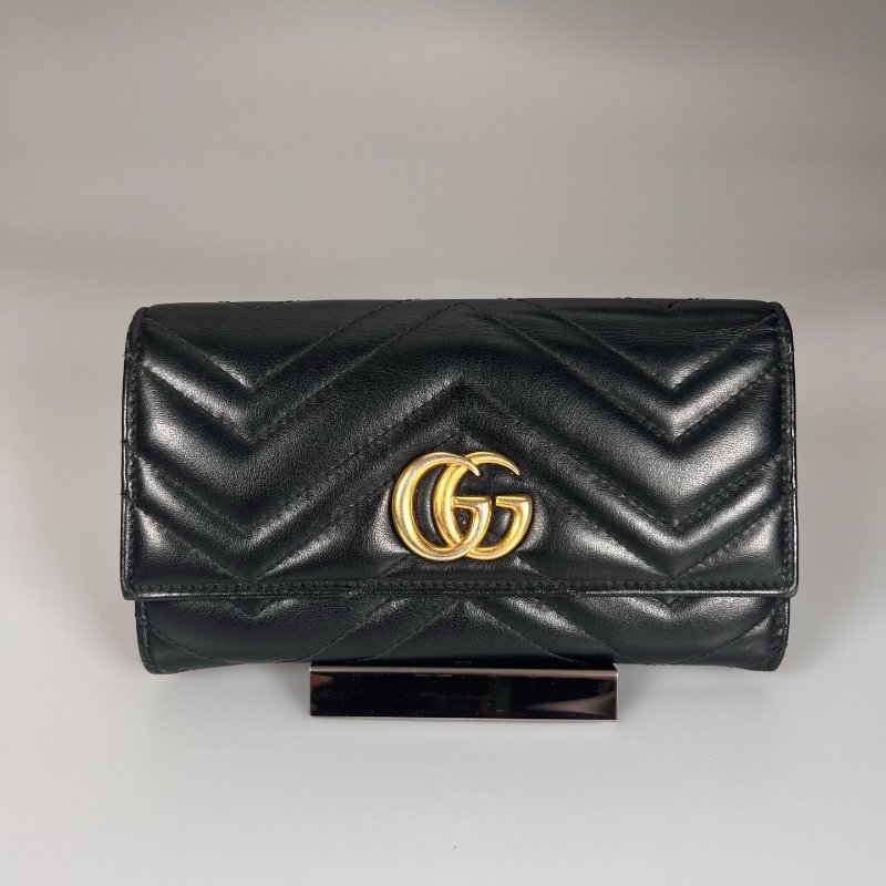 GUCCI 443436 黑MARMONT掀蓋長夾-0
