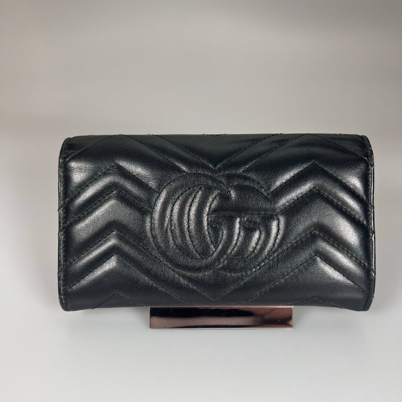 GUCCI 443436 黑MARMONT掀蓋長夾-1