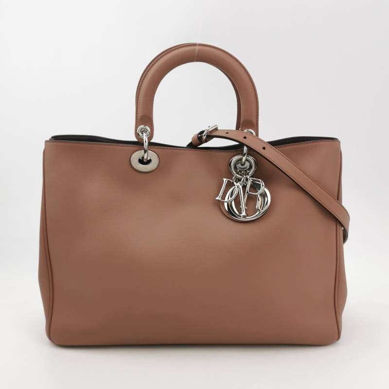 Dior Diorissimo大號牛皮純色Dior字母吊飾子母包單肩包-2