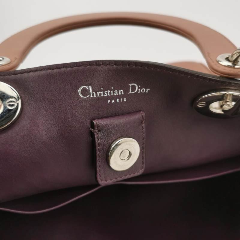 Dior Diorissimo大號牛皮純色Dior字母吊飾子母包單肩包-8