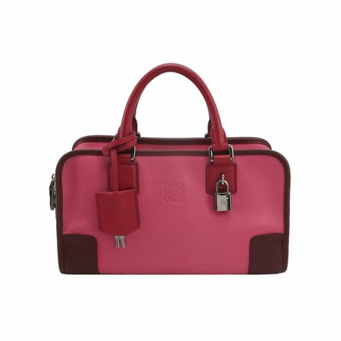 Loewe Amazona羊皮拼色logo標誌加固邊角手提包