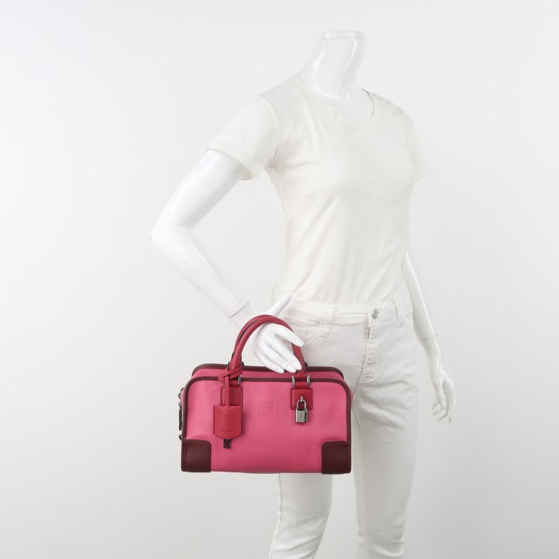 Loewe Amazona羊皮拼色logo標誌加固邊角手提包-1