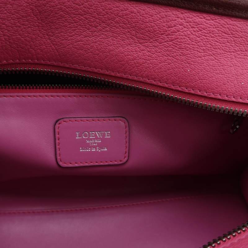 Loewe Amazona羊皮拼色logo標誌加固邊角手提包-7