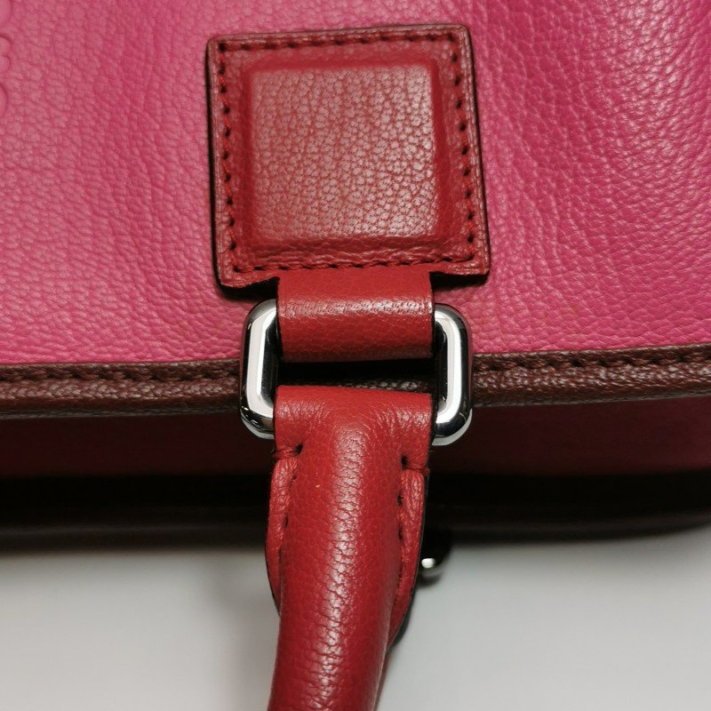 Loewe Amazona羊皮拼色logo標誌加固邊角手提包-12