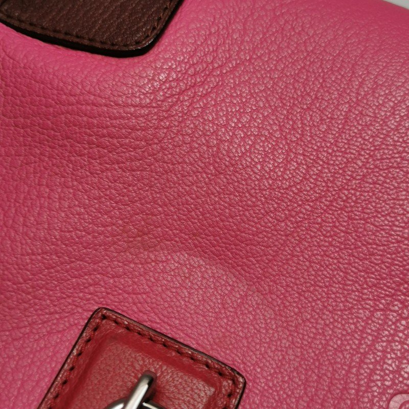 Loewe Amazona羊皮拼色logo標誌加固邊角手提包-17