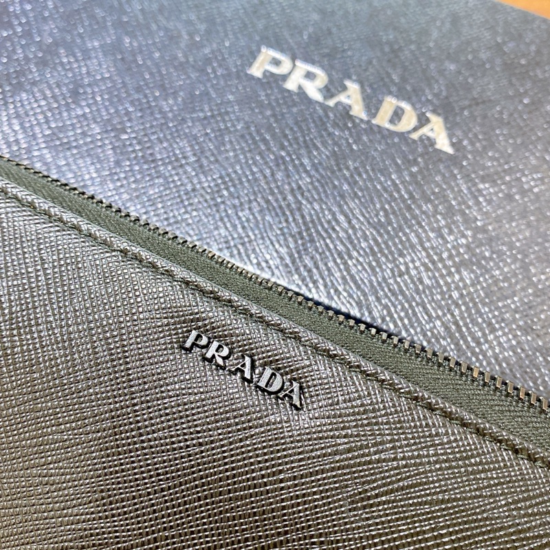 【近新閒置】PRADA黑色真皮多層長夾證件票卡夾零錢袋-5