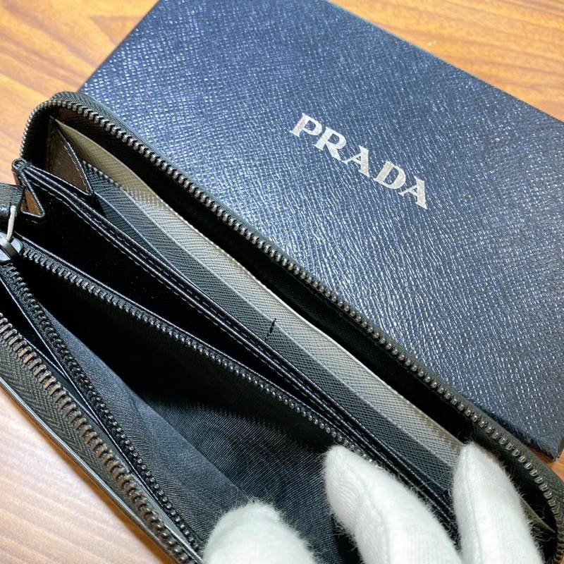 【近新閒置】PRADA黑色真皮多層長夾證件票卡夾零錢袋-8