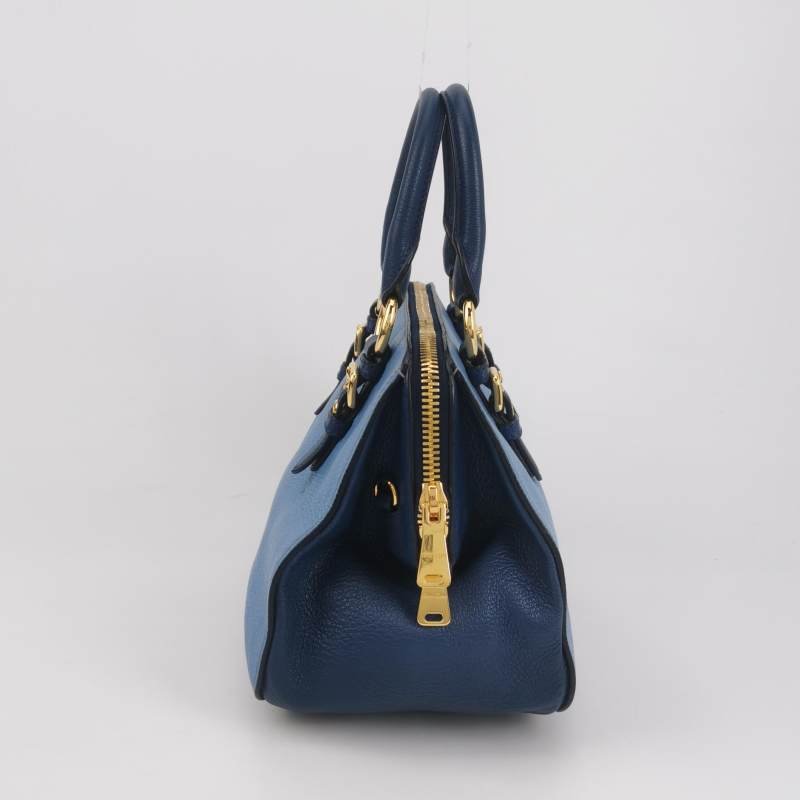 Miu Miu牛皮拼色字母Logo斜挎包單肩包-2