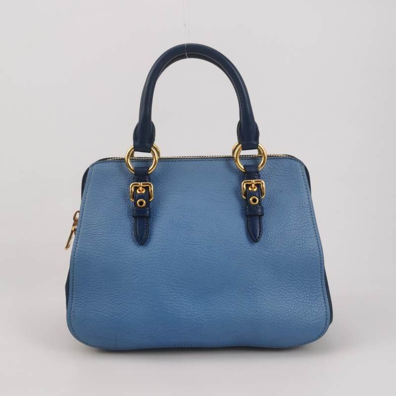 Miu Miu牛皮拼色字母Logo斜挎包單肩包-4