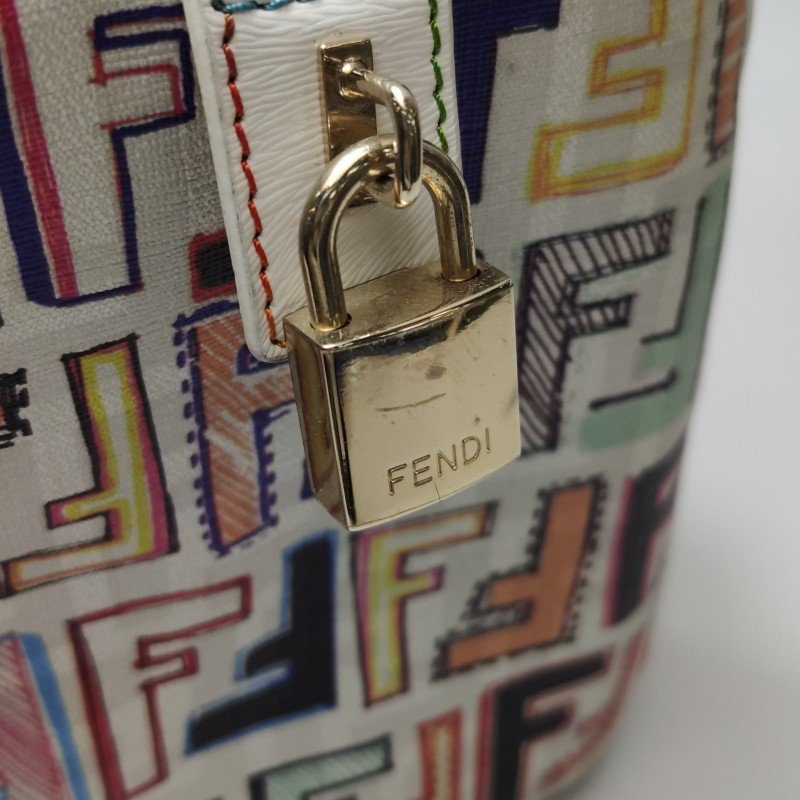 Fendi牛皮雙F老花拉鏈手提包-10