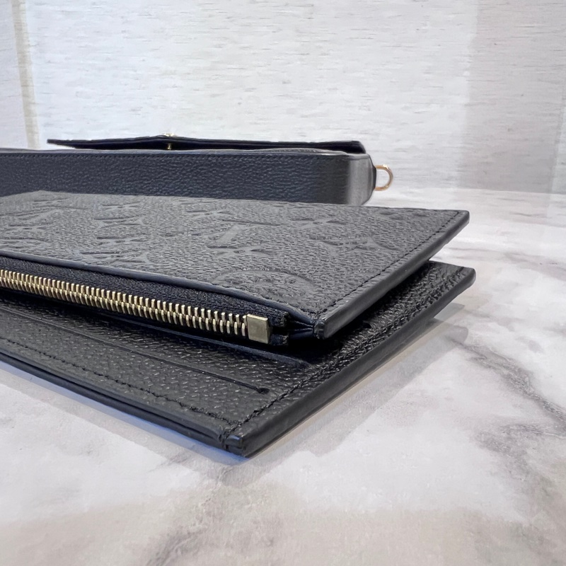 LV 黑牛皮雅雯金釦信封下蓋三合一鏈包-13