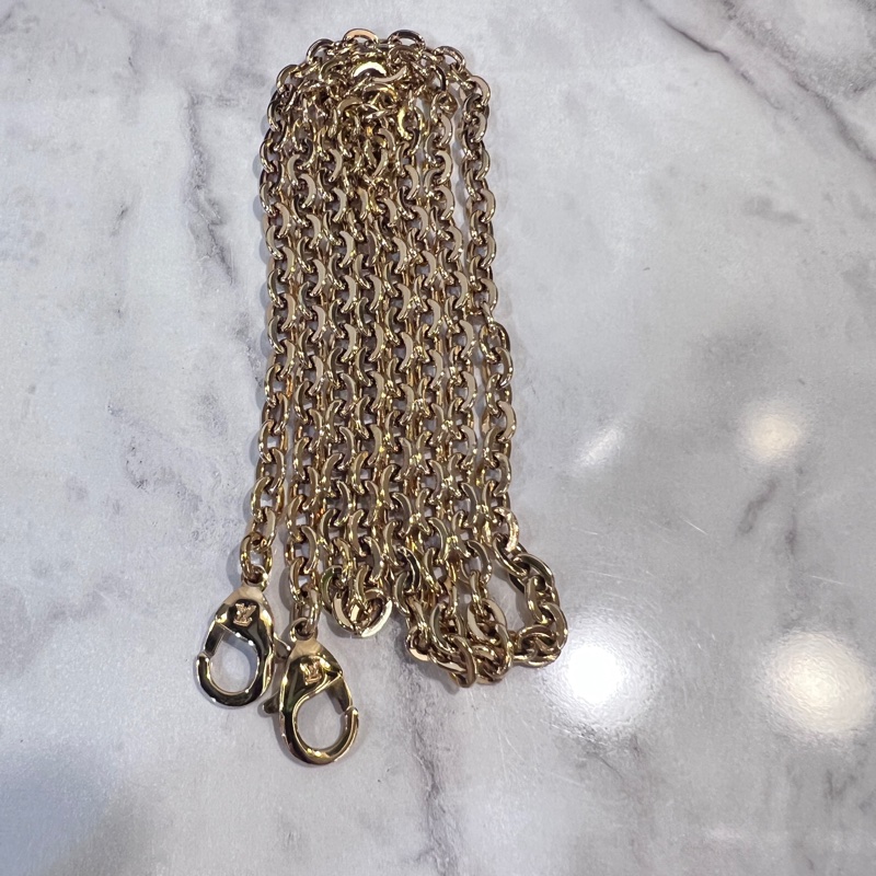 LV 黑牛皮雅雯金釦信封下蓋三合一鏈包-19