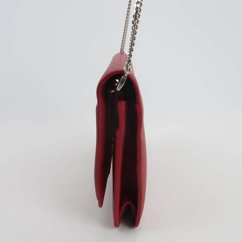 Fendi牛皮純色雙F壓紋金屬徽標斜挎包-2