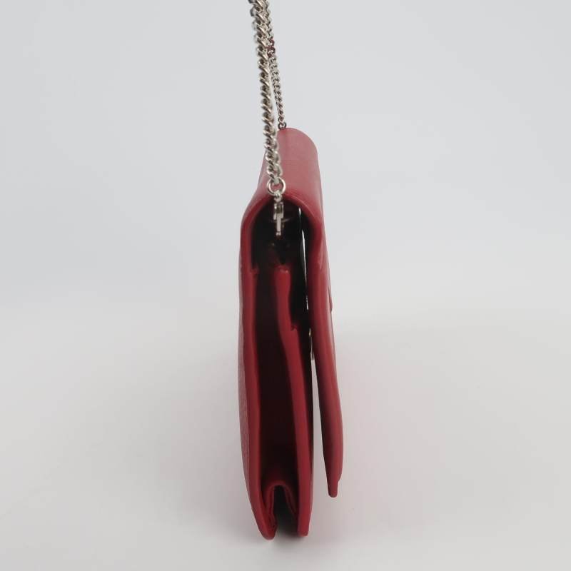 Fendi牛皮純色雙F壓紋金屬徽標斜挎包-3