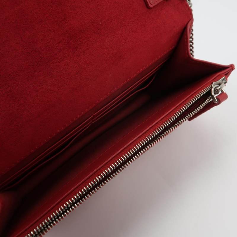 Fendi牛皮純色雙F壓紋金屬徽標斜挎包-6