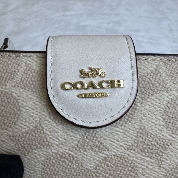 COACH 立體馬車緹花米白中夾-7
