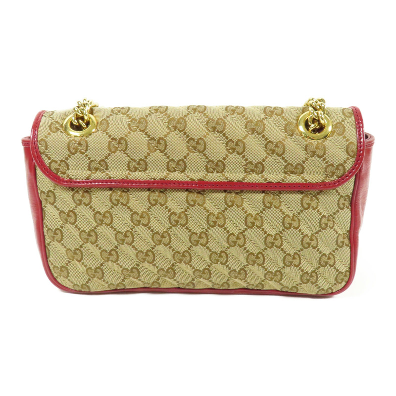 GUCCI 帆布GG Marmont Bag金扣鏈帶肩背袋-1