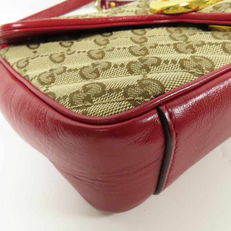 GUCCI 帆布GG Marmont Bag金扣鏈帶肩背袋-11