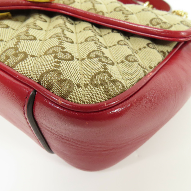 GUCCI 帆布GG Marmont Bag金扣鏈帶肩背袋-12