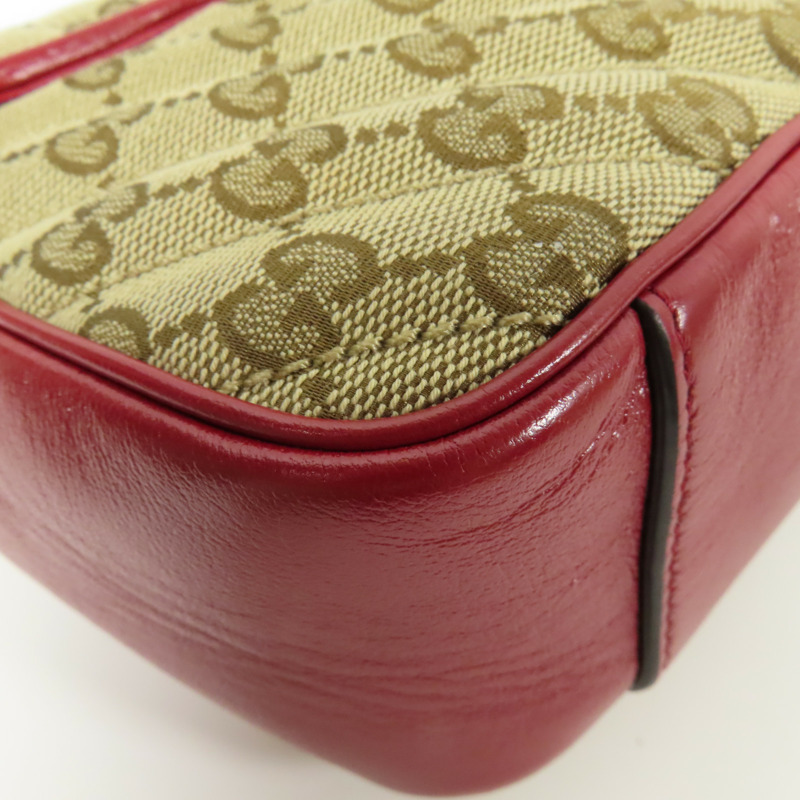 GUCCI 帆布GG Marmont Bag金扣鏈帶肩背袋-13