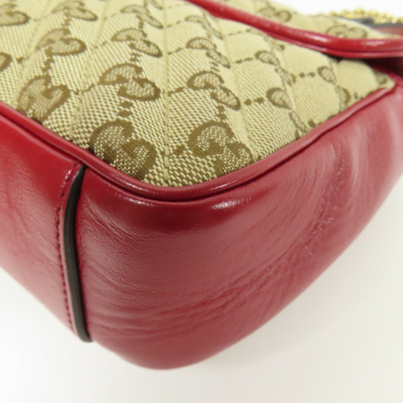 GUCCI 帆布GG Marmont Bag金扣鏈帶肩背袋-14