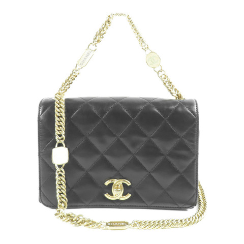 CHANEL 羊皮皮革Matelasse Bag金扣手挽肩背兩用袋