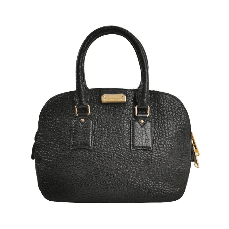 Burberry牛皮純色銘牌徽標拉鏈手提包-0