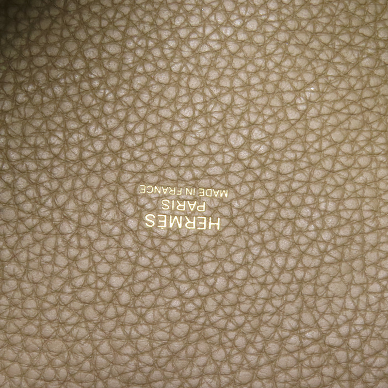 HERMES Clemence皮革Picotin MM金扣手挽袋Etoupe-8