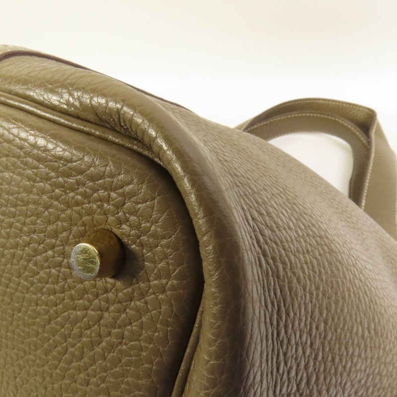 HERMES Clemence皮革Picotin MM金扣手挽袋Etoupe-11