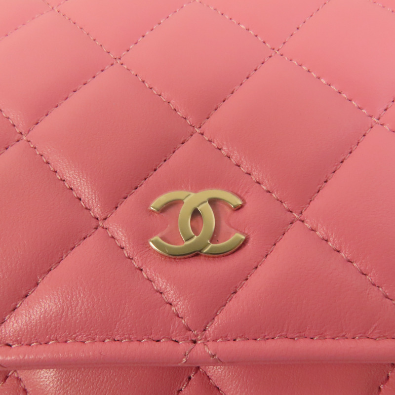 CHANEL 羊皮皮革WOC Wallet On Chain金扣鏈帶肩背袋-6