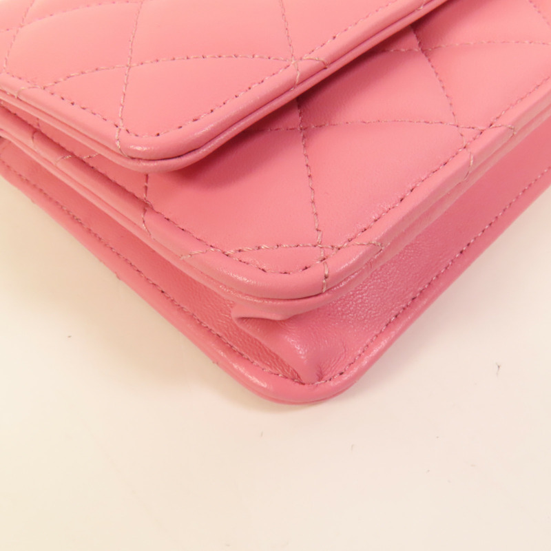 CHANEL 羊皮皮革WOC Wallet On Chain金扣鏈帶肩背袋-13