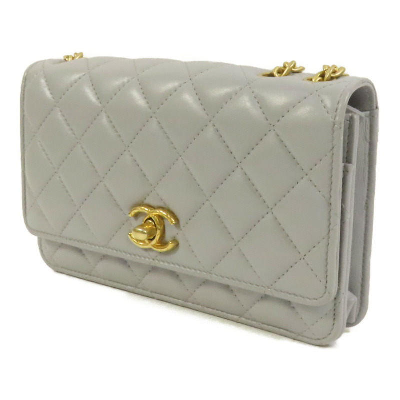 CHANEL 羊皮皮革Wallet On Chain金扣鏈帶肩背袋-2