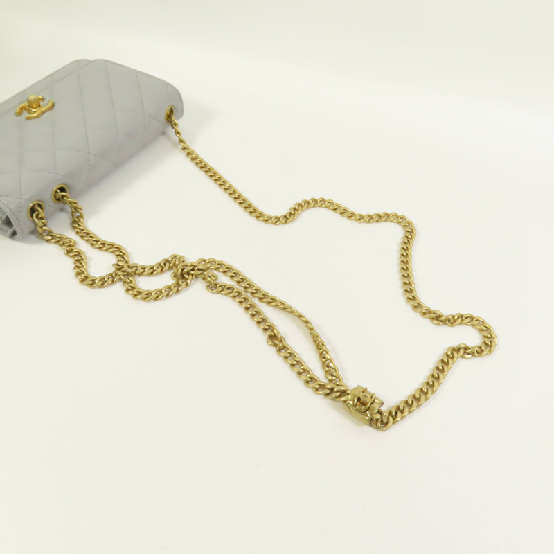 CHANEL 羊皮皮革Wallet On Chain金扣鏈帶肩背袋-5