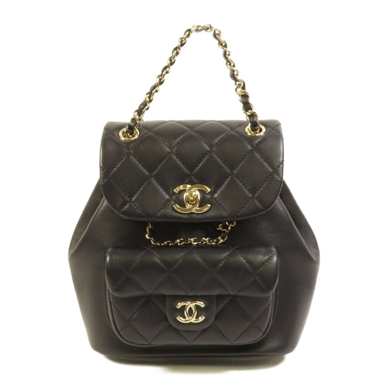 CHANEL 牛皮皮革Duma Backpack金扣背包-0