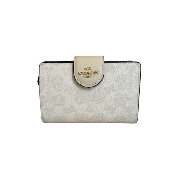 Coach 米白中型拉鍊零錢包-1