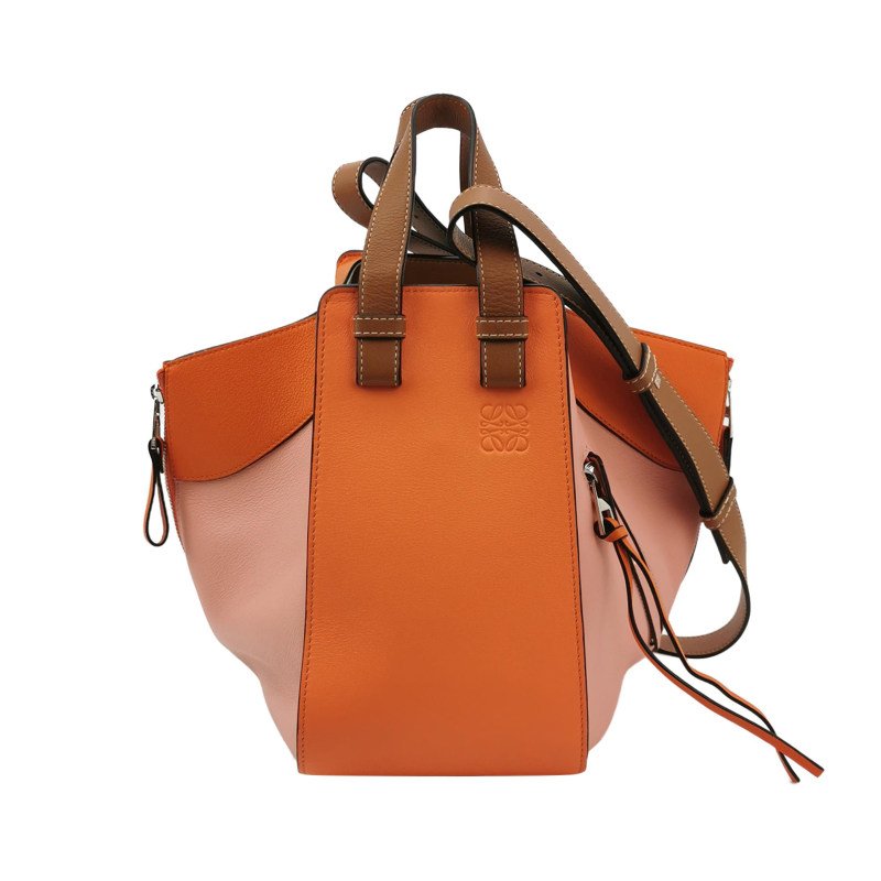 Loewe Hammock吊床包小號牛皮拼色弧形結構單肩包-0