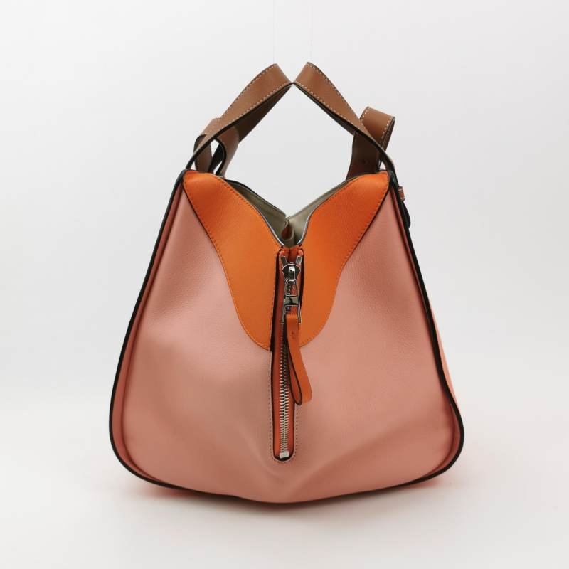 Loewe Hammock吊床包小號牛皮拼色弧形結構單肩包-3