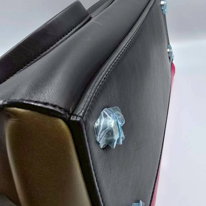 【舊愛新歡】CELINE桃黑配軍綠牛皮手提包 -A2599737-3