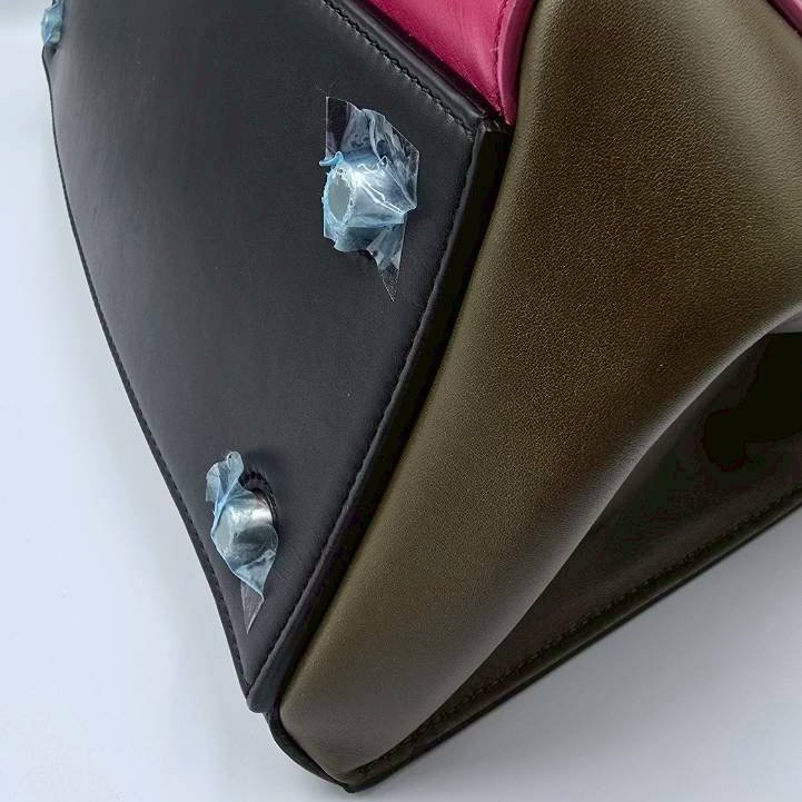 【舊愛新歡】CELINE桃黑配軍綠牛皮手提包 -A2599737-4