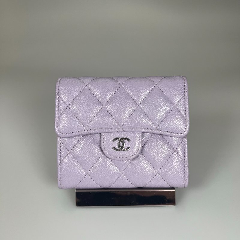 CHANEL CF三折短夾荔枝紫 AP0231/晶片款-0