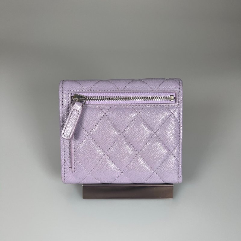 CHANEL CF三折短夾荔枝紫 AP0231/晶片款-1