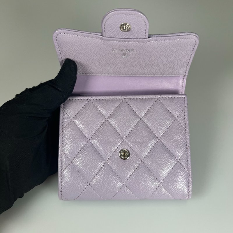 CHANEL CF三折短夾荔枝紫 AP0231/晶片款-4