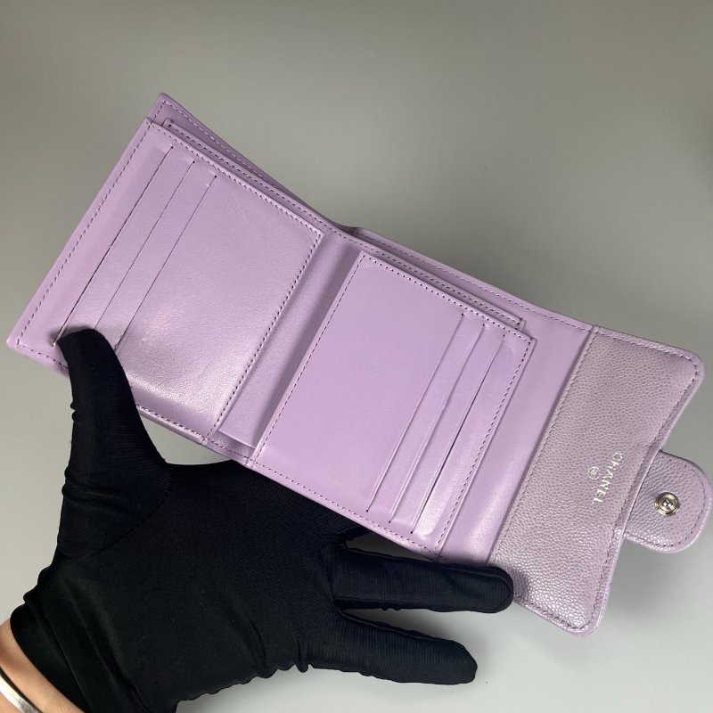 CHANEL CF三折短夾荔枝紫 AP0231/晶片款-5