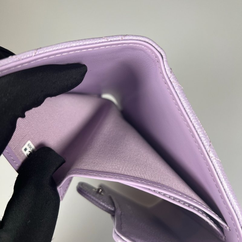 CHANEL CF三折短夾荔枝紫 AP0231/晶片款-6