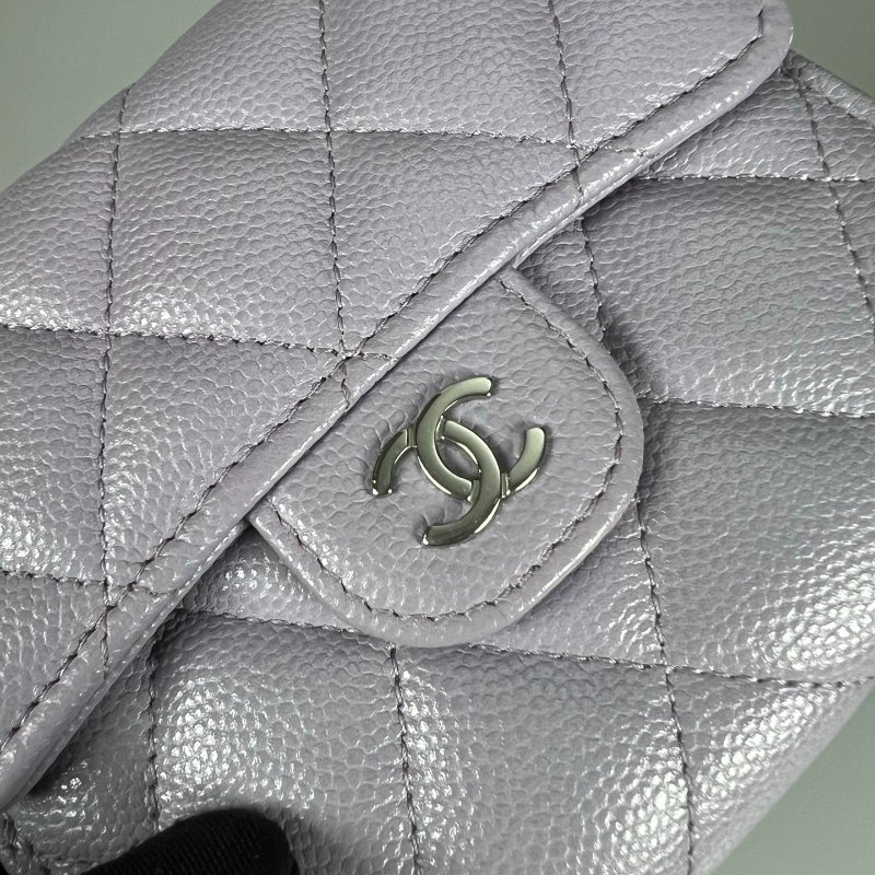 CHANEL CF三折短夾荔枝紫 AP0231/晶片款-8