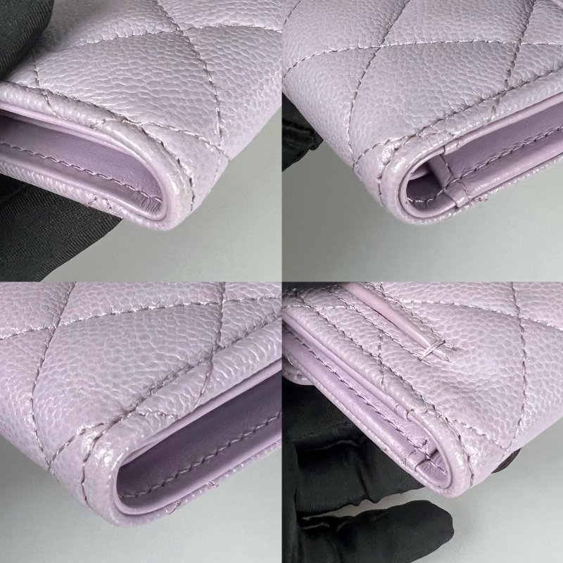 CHANEL CF三折短夾荔枝紫 AP0231/晶片款-9