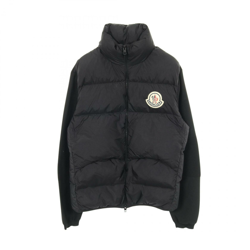 MONCLER 標誌羽絨外套 尼龍聚酯纖維 黑色 XL 號 二手 男款-0