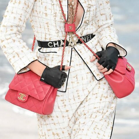 ::CHANEL:: 桃粉紅色 雙袋設計Side Packs 系列手袋 Classic Flap 鏈包斜背包掛包 Twins Bag